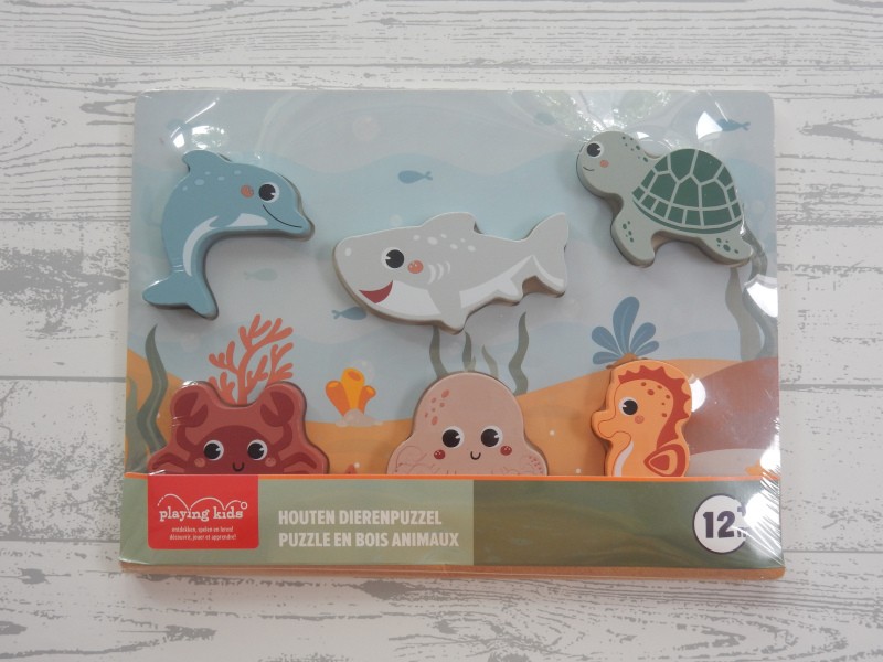 Playing Kids houten chunky puzzel oceaan onderwater 6 stukjes