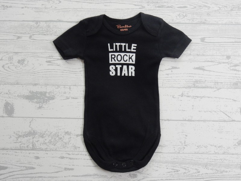 Bambino romper korte mouw zwart wit Little Rock Star maat 62-68