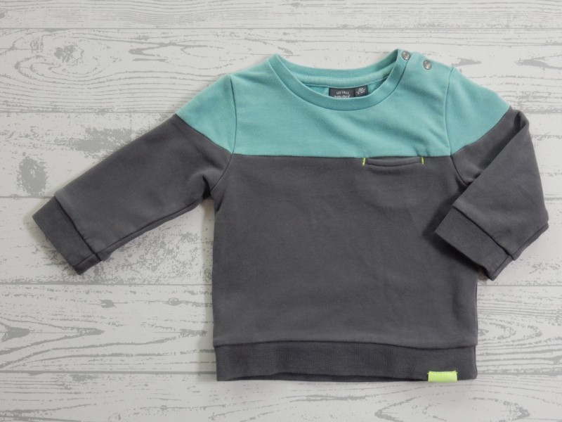 Babyface sweater mint donkergrijs borstzakje maat 62