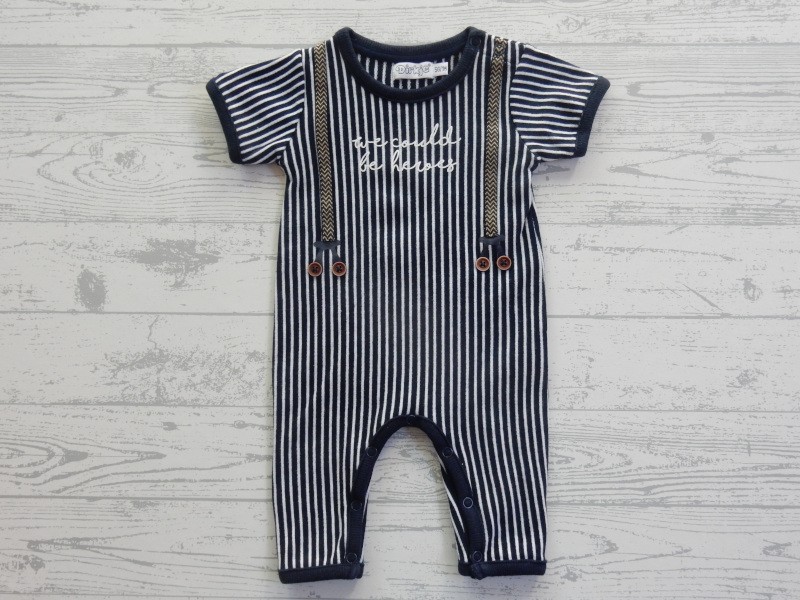 Dirkje baby jumpsuit boxpak donkerblauw wit gestreept Heroes maat 56