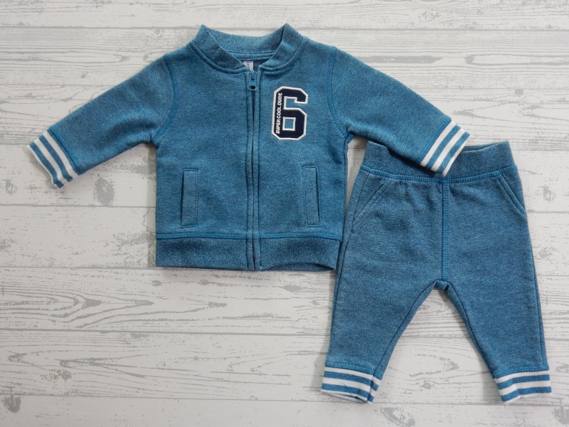 Newborn set sweatstof blauw melange Super Cool Dude maat 56