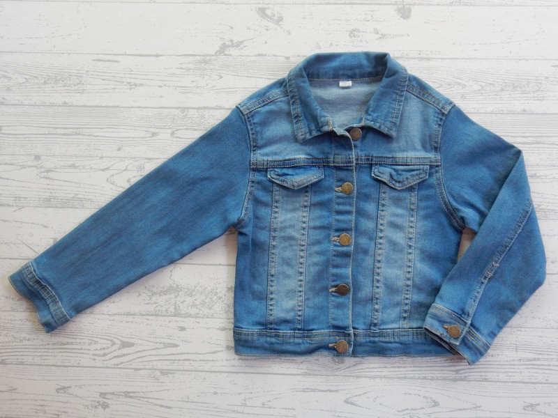 Kinder spijkerjas denim jacket blauw bruin maat 110-116