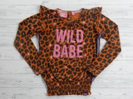 Z8 longsleeve bruin zwart animal print roze hartjes Lizy maat 128-134