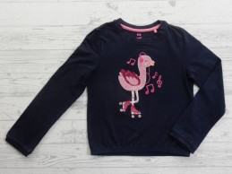 WE Fashion longsleeve donkerblauw roze flamingo Becky Sequin maat 122-128