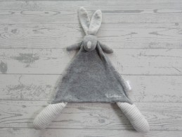 Bambino Basics knuffeldoek velours grijs gestreept Knisperkonijn