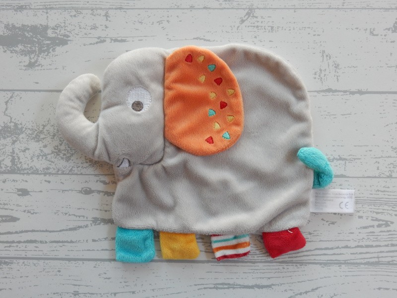 Simba Toys knuffeldoek plat velours lichtgrijs olifant