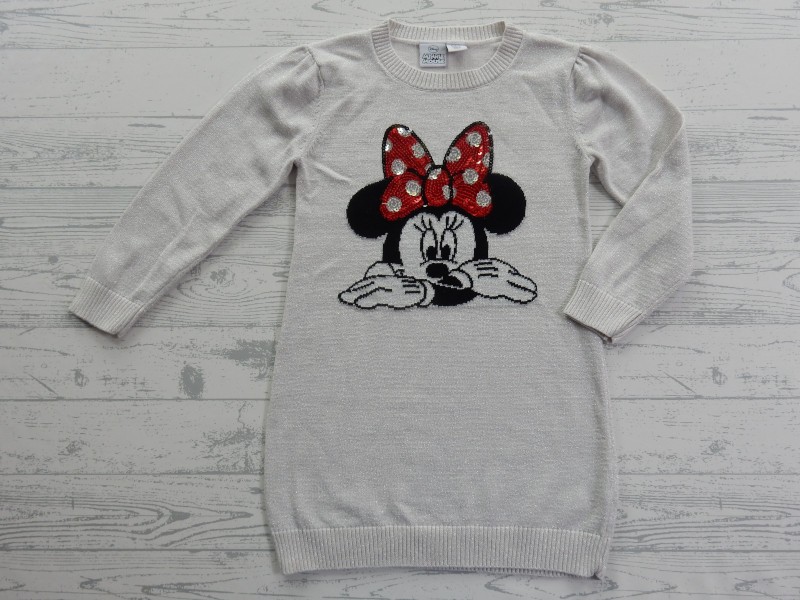 Disney Primark jurk tuniek wit zilver glitter Minnie Mouse maat 110-116