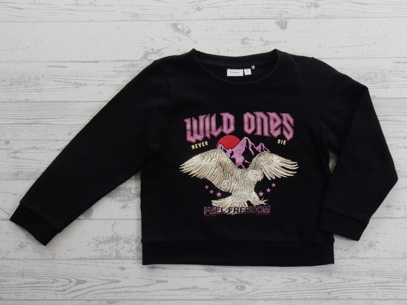 Name it sweater printopdruk zwart Wild Ones NKFAWILD maat 116