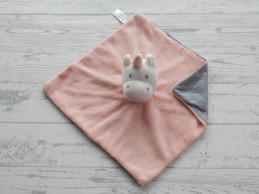 Bambino knuffeldoek velours roze grijs tricot Eenhoorn