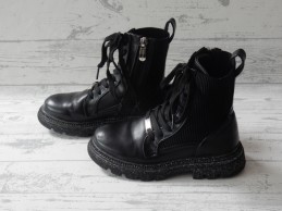 Tahari veterboots imitatieleer ribstof zwart glitter maat 30