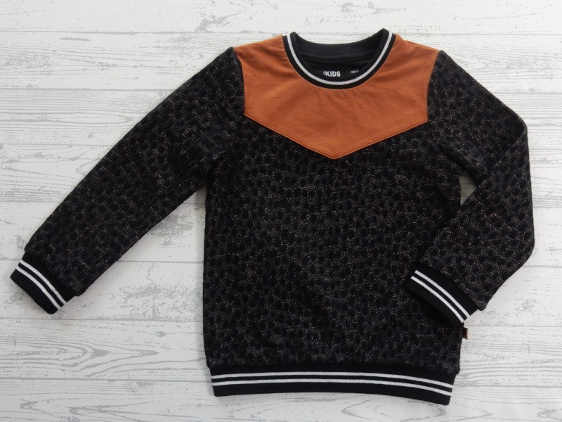 Europe Kids sweater zwart bruin goud glitter maat 122-128