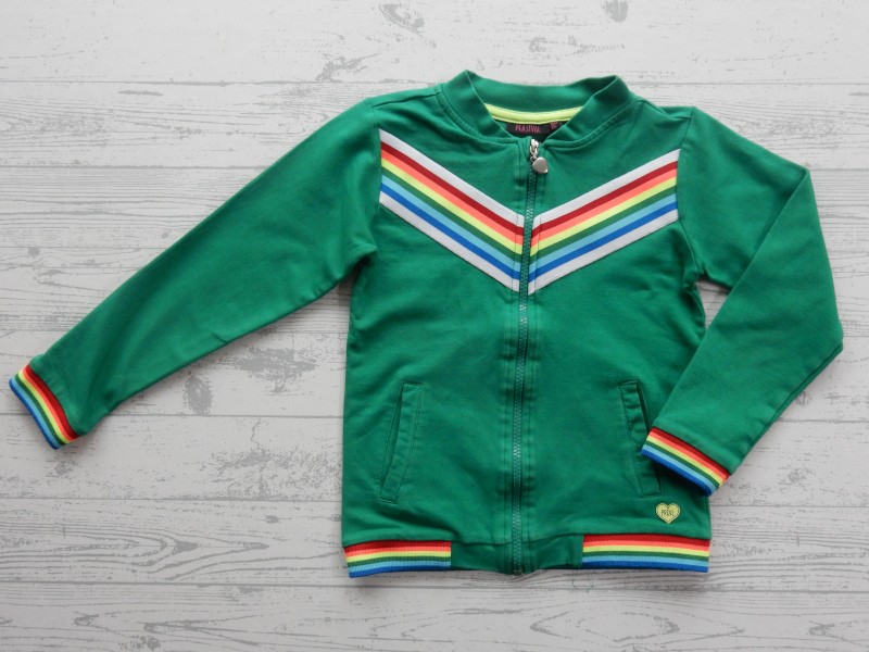 Persival sweatvest groen regenboog boord maat 128-134