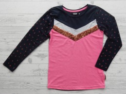 Europe Kids longsleeve donkerblauw roze goud pailletten maat 122-128