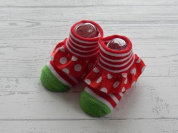 Baby kerst sokken rood wit gestreept groen stippen maat 0-3 mnd