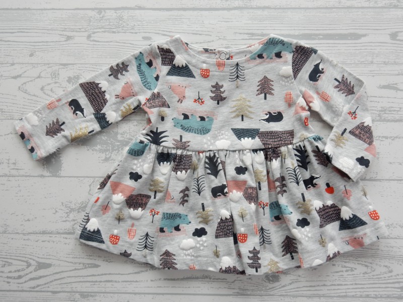 Hema babyjurk tricot grijs print kerst winter bos dieren maat 62