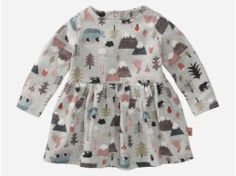 Hema babyjurk tricot grijs print kerst winter bos dieren maat 62