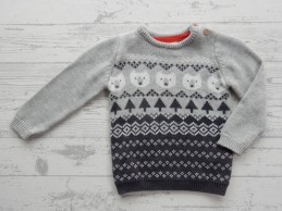 Hema baby trui gebreid grijs wit winter kerst ijsbeer kerstboom maat 68